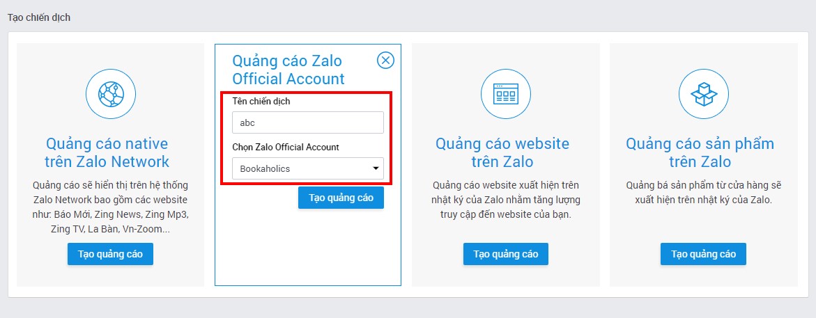 Đặt tên và chọn page