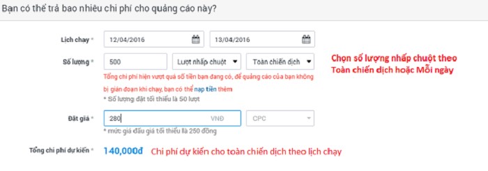 Thiết lập ngân sách & chi phí quảng cáo